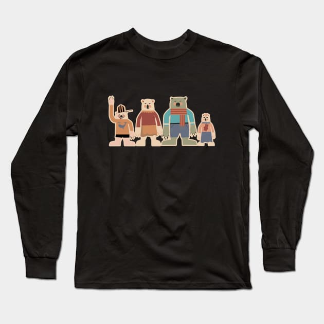 Cute Christmas Postcards - cute Christmas shirt - cute bear family Long Sleeve T-Shirt by Boogosh